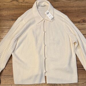 Abercrombie & Fitch Cream Ribbed Cardigan